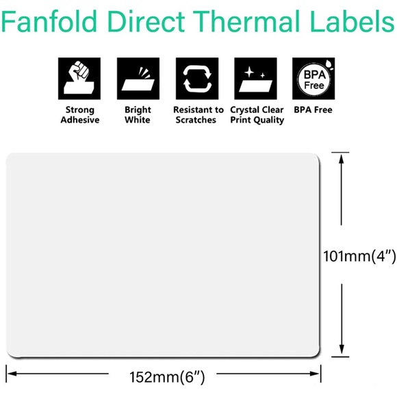 100pcs fanfold 4x6 thermal labels - Picture 2 of 2